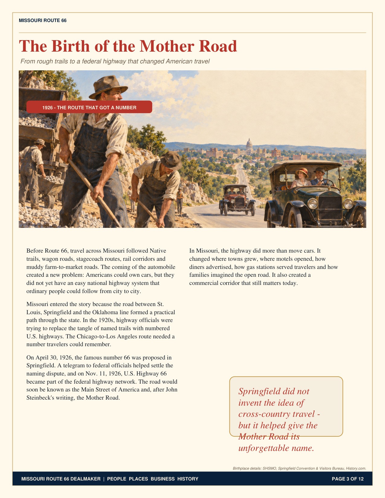 The Birth of the Mother Road