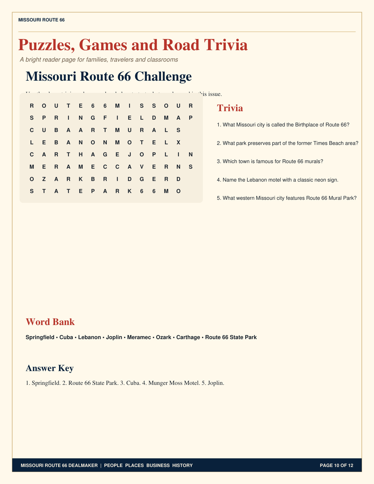 Puzzles, Games & Road Trivia